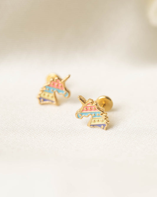 Boucles d'oreilles Enfant Licorne Multicolore